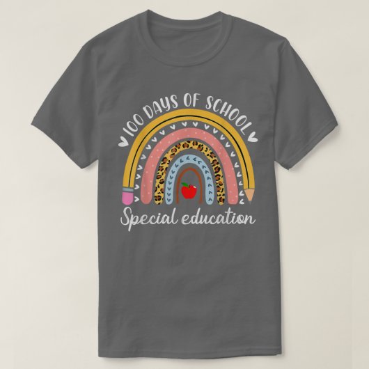 Leopard Rainbow Special Education Funny 100 Days O T-shirt (Design voorkant)