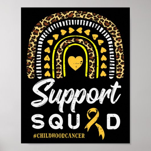 Leopard Rainbow Support Squad Childhood Cancer Awa Poster (Voorkant)