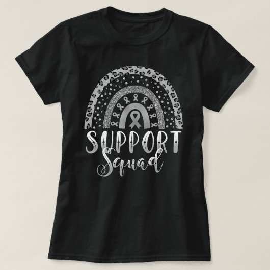Leopard Rainbow Support Squad Hersenkanker T-shirt (Design voorkant)