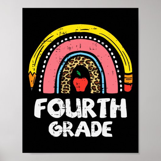 Leopard Rainbow Vierde klas 4e schooldag Poster (Voorkant)