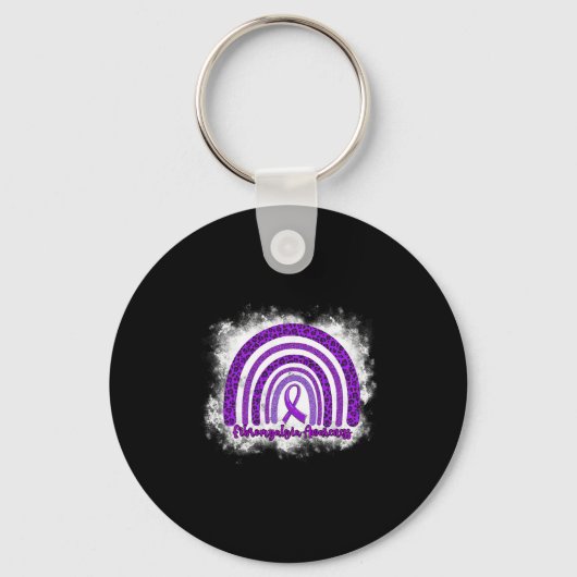 Leopard Rainbow Warrior Fibromyalgie Bewustzijn Sleutelhanger (Voorkant)