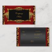 Leopard Red Black Gold Elegant Boutique 6 Visitekaartje (Voorkant / Achterkant)