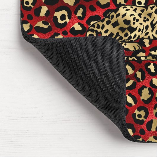 Leopard Red Black Gold Funky Fun Muismat (Hoek)