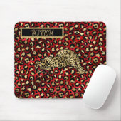 Leopard Red Black Gold Funky Fun Muismat (Met muis)