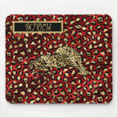 Leopard Red Black Gold Funky Fun Muismat (Voorkant)