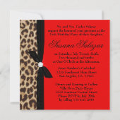 leopard red Quinceanera Kaart (Achterkant)