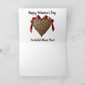 Leopard Red Ribbon Valentijnsdag Hart Kaart (Binnen)