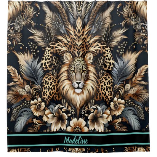 Leopard Retreat: Lounge in Wild Elegance Douchegordijn (Voorkant)