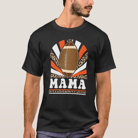 Leopard Retro  Football Mama Football Game T-shirt (Voorkant)