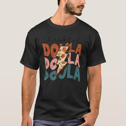 Leopard Retro Thankful Doula die één deken stoot T-shirt (Voorkant)