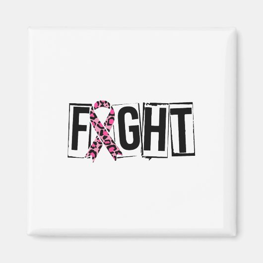 Leopard Ribbon Fight Borstkanker Magneet (Voorkant)