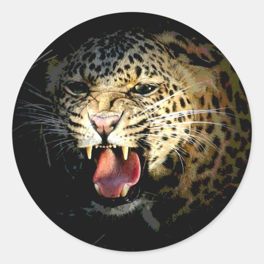 Leopard Ronde Sticker (Voorkant)