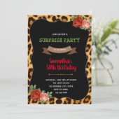 Leopard roos - uitnodiging voor volwassen verjaard (Staand voorkant)