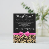 Leopard roze boog meisje safari Baby shower dank u Briefkaart (Staand voorkant)
