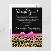 Leopard roze boog meisje safari Baby shower dank u Briefkaart (Voorkant / Achterkant)