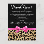 Leopard roze boog meisje safari Baby shower dank u Briefkaart (Voorkant)