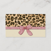 Leopard Roze Bow Meisje Baby shower Luier Raffle Informatiekaartje (Achterkant)