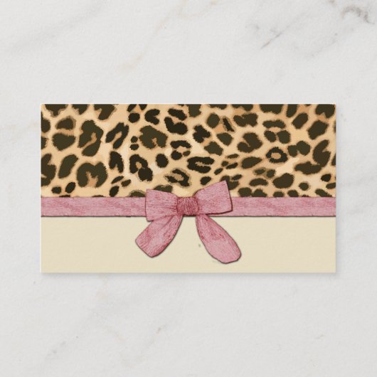 Leopard Roze Bow Meisje Baby shower Luier Raffle Informatiekaartje (Achterkant)