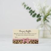 Leopard Roze Bow Meisje Baby shower Luier Raffle Informatiekaartje (Staand voorkant)