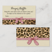 Leopard Roze Bow Meisje Baby shower Luier Raffle Informatiekaartje (Voorkant / Achterkant)