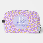 Leopard roze Paarse geel gepersonaliseerd Toilettasje (Voorkant)