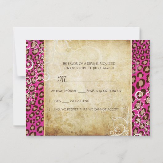-leopard-RSVP's vereisen 5x7 uitnodigingen (Achterkant)