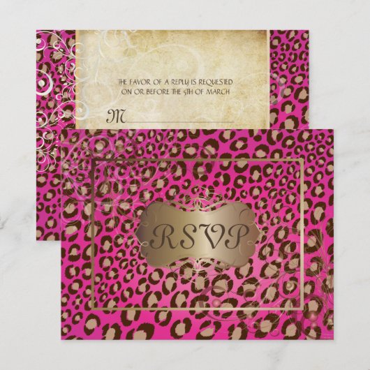 -leopard-RSVP's vereisen 5x7 uitnodigingen (Voorkant / Achterkant)
