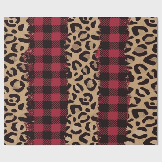 Leopard Safari Buffalo met kerstmis Cadeaupapier (Vlak)