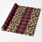 Leopard Safari Buffalo met kerstmis Cadeaupapier (Uitgerold)