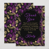 Leopard Safari Palm Leaves Paars Gold Birthday Bedankkaart (Voorkant / Achterkant)