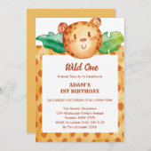Leopard safari wild een verjaardag uitnodiging (Voorkant / Achterkant)