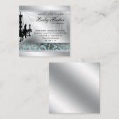 Leopard Salon Silver Blue Chandelier Vierkante Visitekaartje (Voorkant / Achterkant)