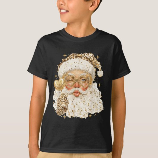 Leopard Santa Christmas Funny Gift For Women, Girl T-shirt (Voorkant)