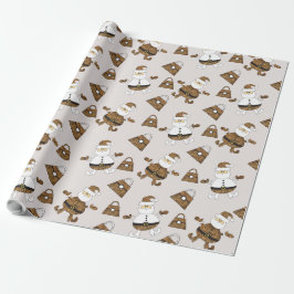 Leopard Santa Purse Pattern op beige Cadeaupapier