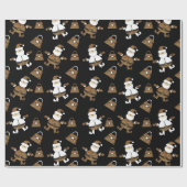 Leopard Santa Purse Pattern op Black Cadeaupapier (Vlak)