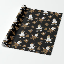 Leopard Santa Purse Pattern op Black Cadeaupapier