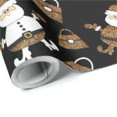 Leopard Santa Purse Pattern op Black Cadeaupapier (Rol Hoek)