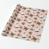 Leopard Santa Purse Pattern op Blush Cadeaupapier (Uitgerold)