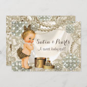 Leopard satijn parel meisjesbaby meisjesdouche kaart (Voorkant / Achterkant)