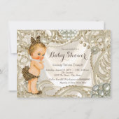 Leopard satijn parel meisjesbaby meisjesdouche kaart (Achterkant)