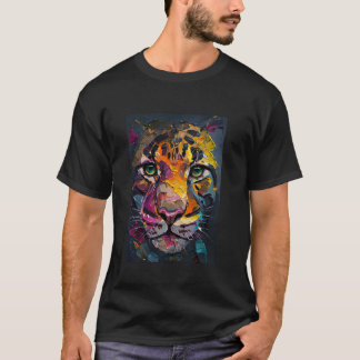 Leopard schilderij olieverf schilderij t-shirt