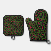 Leopard Seamless Pattern Ovenwant & Pannenlap Set (Voorkant)