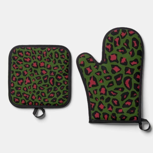 Leopard Seamless Pattern Ovenwant & Pannenlap Set (Voorkant)