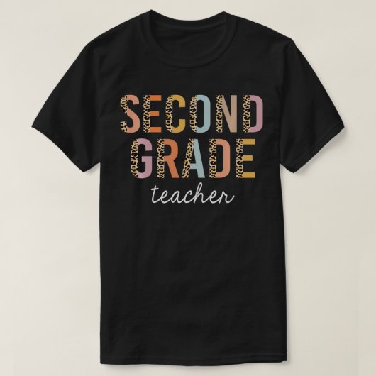 Leopard Second Grade Teacher 2e Grade Terug naar S T-shirt (Design voorkant)
