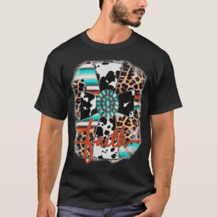 Leopard Serape Turquoise Leopard Westerne Faith Cr T-shirt