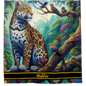 Leopard Serenity: gewaagd tropisch ontwerp Douchegordijn (Voorkant)