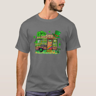 Leopard Shamrock Camping RV Camper St Patricks Day T-shirt