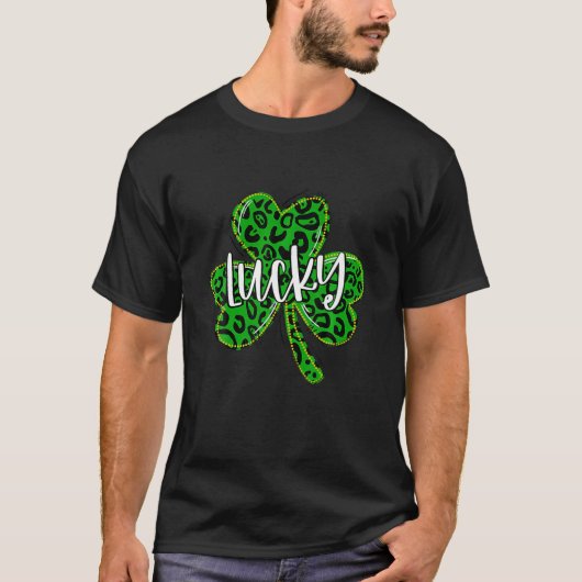 Leopard Shamrock Lucky Charm Mannen Vrouwen in Ier T-shirt (Voorkant)