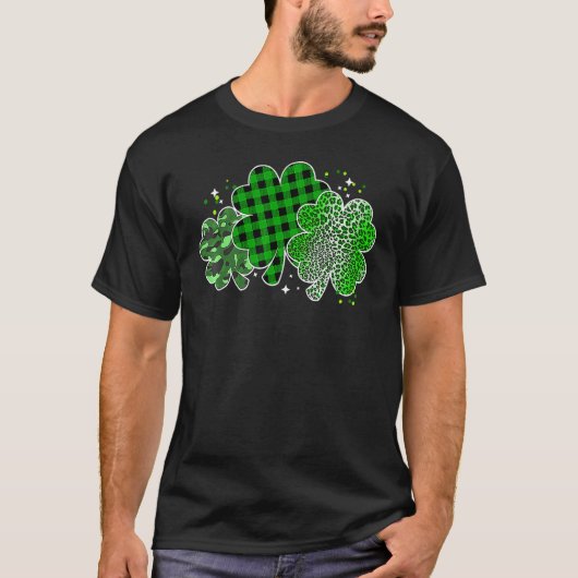 Leopard Shamrock Lucky Charm Men Women Irish St Pa T-shirt (Voorkant)