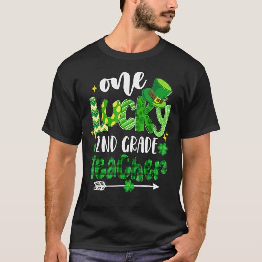 Leopard Shamrock One Lucky 2de graad leraar Patri T-shirt (Voorkant)